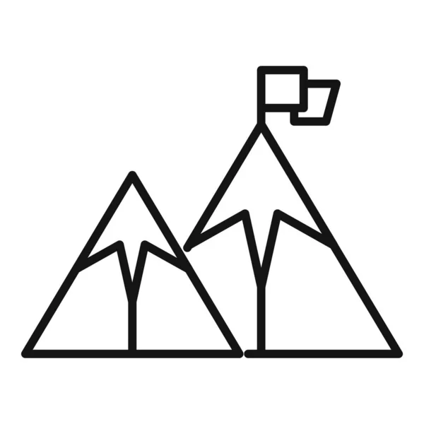 Business Flag Mountain Icon Outline Vector Top Career Peak Concept — Stock Vector