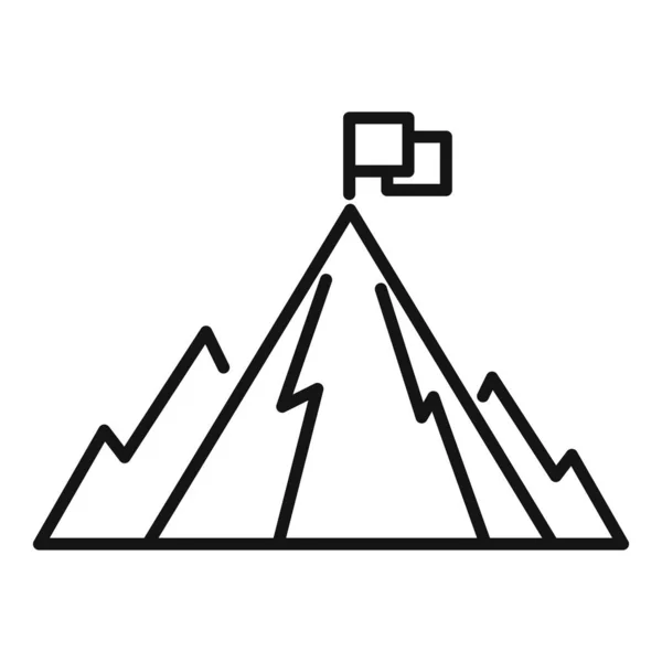 Επίτευξη Σημαίας Διάνυσμα Περιγράμματος Εικόνας Βουνού Κορυφαία Καριέρα Ανεβείτε Επιτυχία — Διανυσματικό Αρχείο