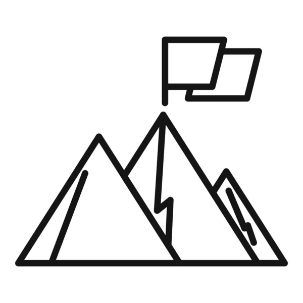 Bandera Alta Montaña Icono Contorno Vector Mejor Carrera Escalar Éxito — Archivo Imágenes Vectoriales