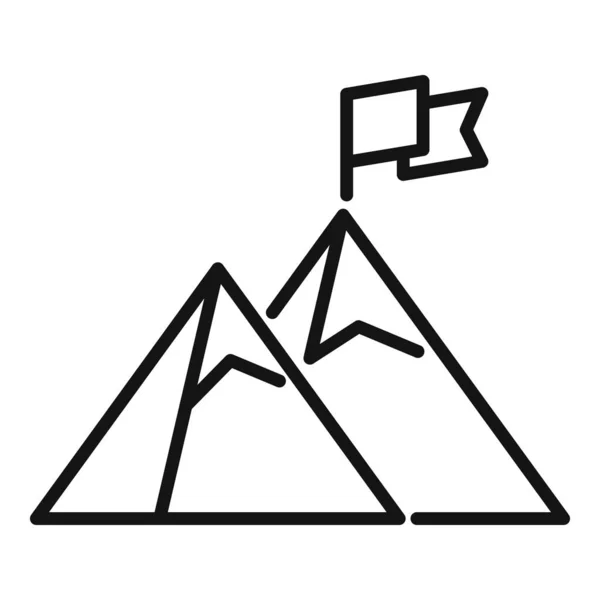 Reach Flag Mountain Icon Outline Vector Top Career Business Peak — Stock Vector