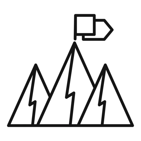 Прапор Переможця Гірській Піктограмі Контурний Вектор Верхній Підйом Кар Єра — стоковий вектор