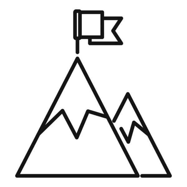 Flag Mountain Way Icon Outline Vector Top Career Peak Concept — Stock Vector