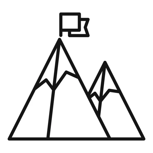 Прапор Піктограмі Гірської Мотивації Контурний Вектор Найкраща Кар Єра Пік — стоковий вектор
