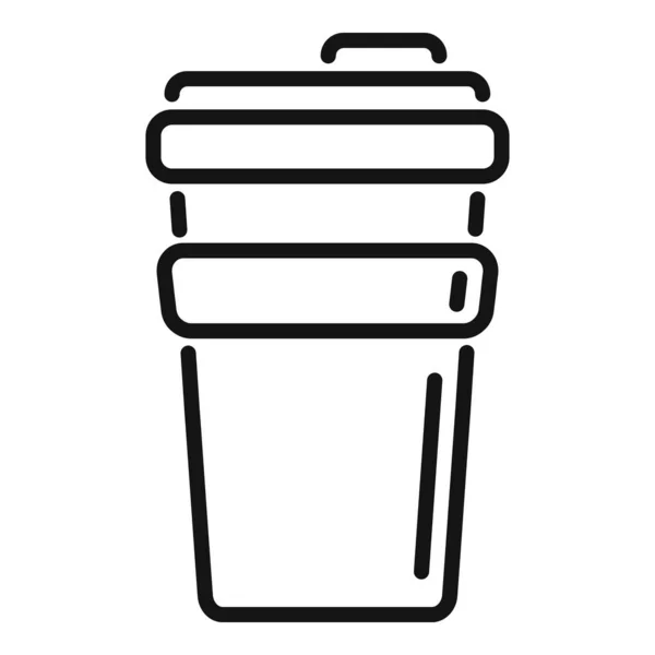 Vector Contorno Icono Taza Termo Reutilizable Vacío Café Agua Termal — Archivo Imágenes Vectoriales