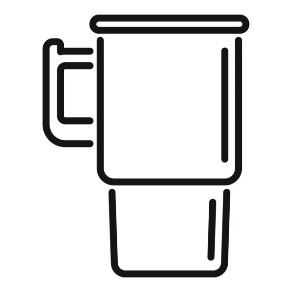 Flacon Thermo Tasse Icône Contour Vecteur Tasse Café Voyage Recycler — Image vectorielle