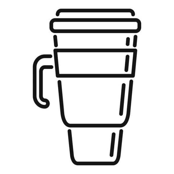 Műanyag Termo Kupa Ikon Körvonalvektor Kávésbögre Lombik Utazás — Stock Vector