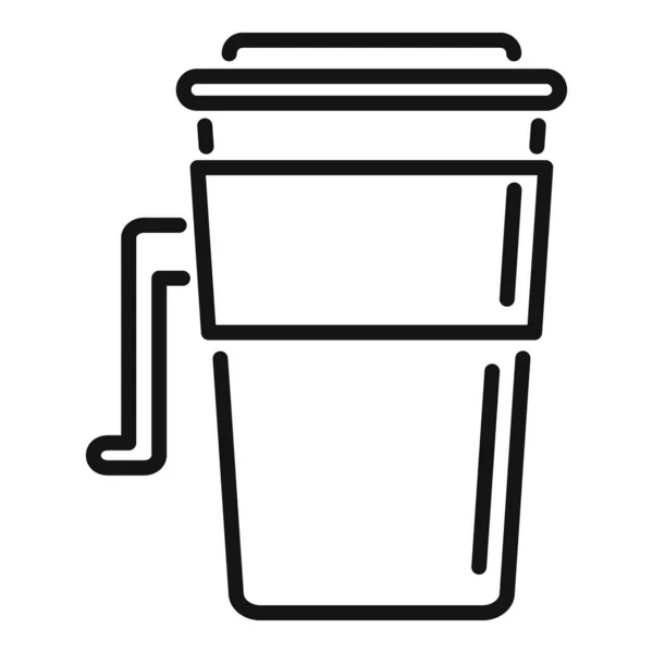 友好的热杯图标轮廓矢量 咖啡杯 循环金属 — 图库矢量图片