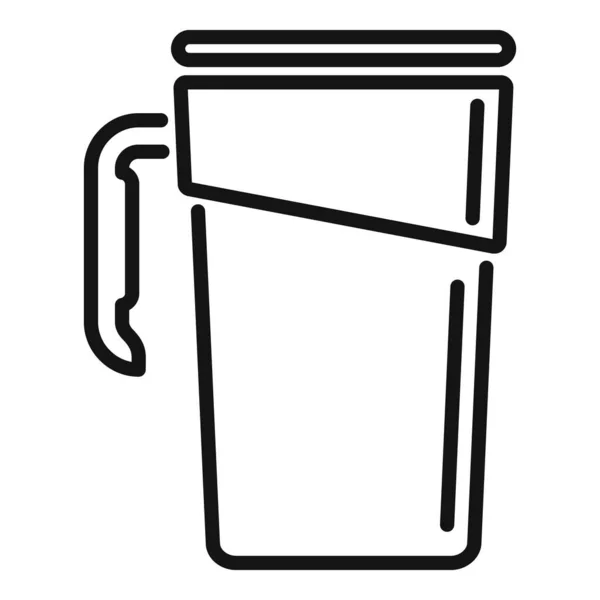 リサイクルサーモカップアイコンアウトラインベクトル コーヒーマグカップ 旅行用フラスコ — ストックベクタ