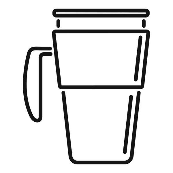 金属热杯图标轮廓矢量 咖啡杯 酒瓶旅行 — 图库矢量图片