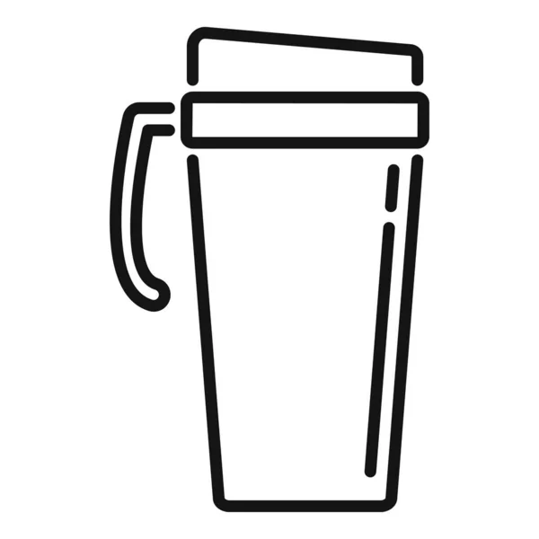 Cafe Thermobecher Symbol Umrissvektor Kaffeereisen Fläschchen Recyceln — Stockvektor