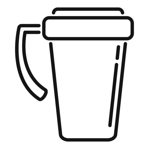 サーモカップアイコンアウトラインベクトルを飲む コーヒーマグカップ 旅行用フラスコ — ストックベクタ