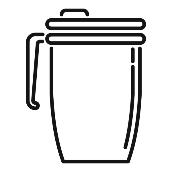 Vecteur Contour Icône Tasse Thermique Portable Tasse Café Recycler Boisson — Image vectorielle