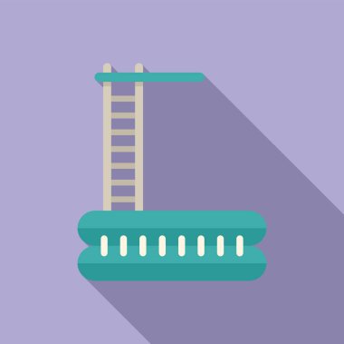 Havuz merdiveni düz vektörü. Su parkı. Yaz havuzu