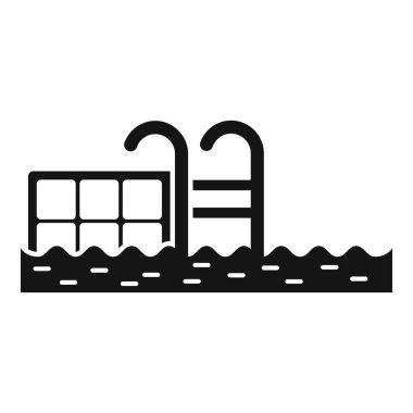 Havuz ikonu basit vektörü. Su parkı. Aile çocuğu