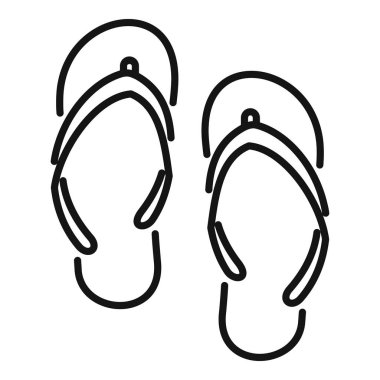 Su parkı terlikleri ikon ana hatları vektörü. Su parkı havuzu. Yaz suları