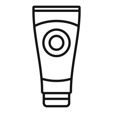 Güneş kremi ikon ana hatları vektörü. Su parkı. Aile içeride.