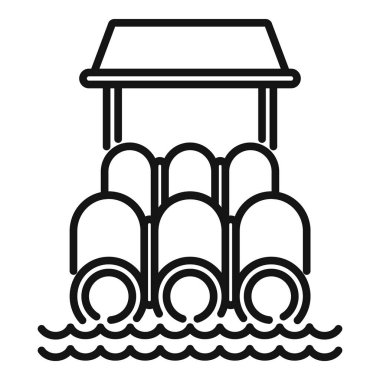 Üçlü su tüpleri ikon ana hatları vektörü. Havuz kaydırağı. Yaz suları