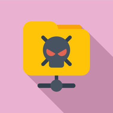 Yazılım simgesi düz vektör. Virüs hatası. Dizüstü bilgisayar tehdidi