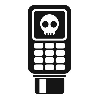 Pos terminal kötü amaçlı yazılım simgesi basit vektör. Virüs korsanı. Bilgisayar çevrimiçi