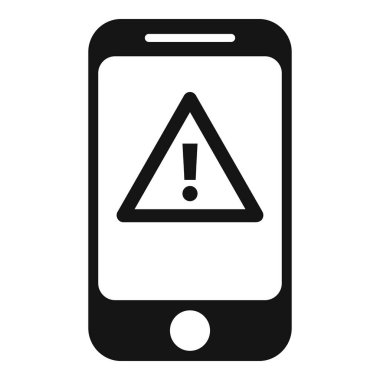 Akıllı telefon uyarı simgesi basit vektör. Virüs hatası. Bilgisayar dolandırıcılığı