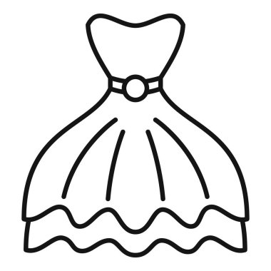 Gelinlik duvağı ikonu ana hatları vektörü. Gelinlik kadını. Evlilik duşu.