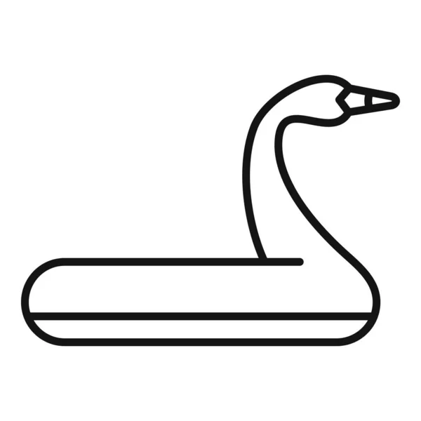 Flamingo Nafukovací Kruh Ikony Obrys Vektor Vodní Park Letní Bazén — Stockový vektor