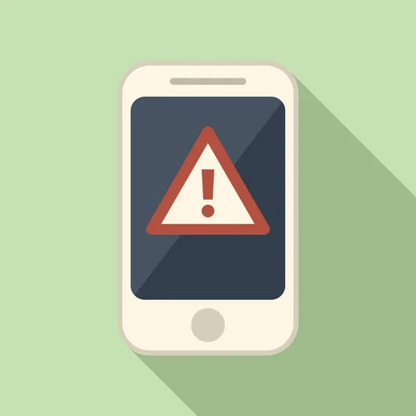 Smartphone Icono Alerta Vector Plano Error Virus Fraude Informático — Vector de stock