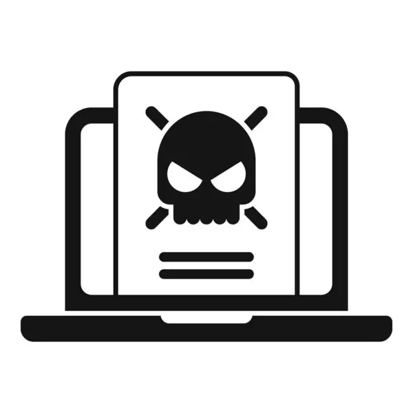 Зловмисний Значок Ноутбука Простий Вектор Помилка Вірусу Веб Звіт — стоковий вектор
