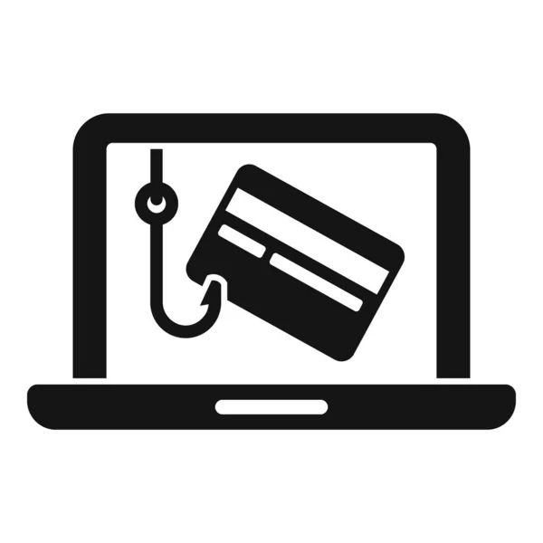 Laptop Icona Phishing Dei Dati Semplice Vettore Virus Hacker Minaccia — Vettoriale Stock