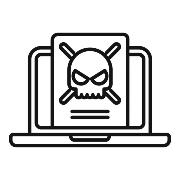 Malware Laptop Ikon Vázlat Vektor Vírushiba Internetes Jelentés — Stock Vector