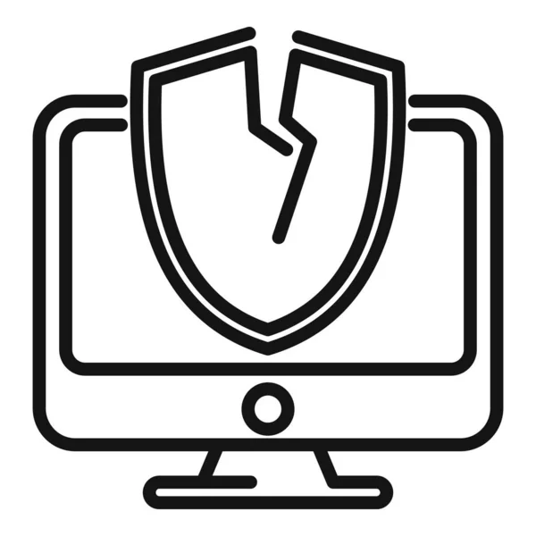 Ícone Erro Computador Vetor Esboço Ameaça Segurança Golpe Alerta — Vetor de Stock