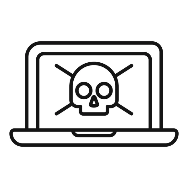 Ameaça Laptop Ícone Contorno Vetor Alerta Segurança Alerta Notificação — Vetor de Stock
