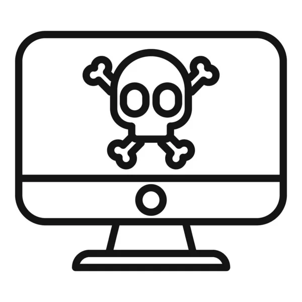 Vetor Contorno Ícone Vírus Computador Mail Alerta Erro Criminalidade — Vetor de Stock