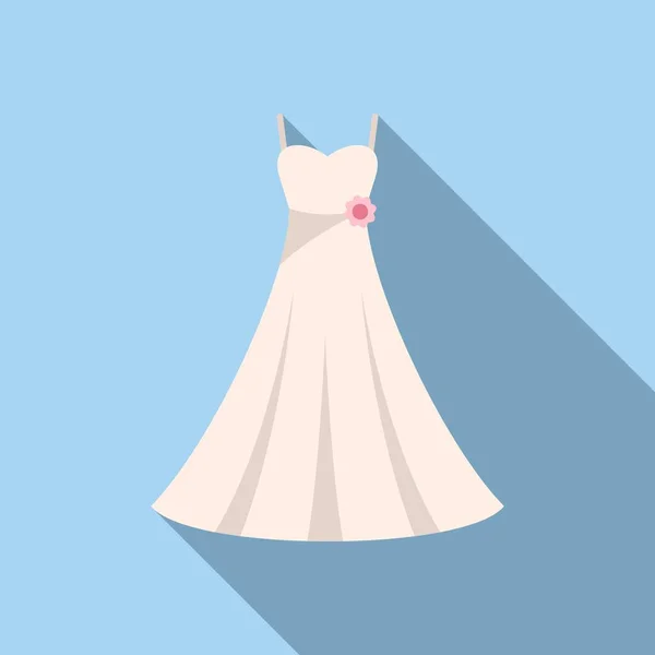 休日のウェディングドレスアイコンフラットベクトル 結婚のブライダル シャワースカート — ストックベクタ
