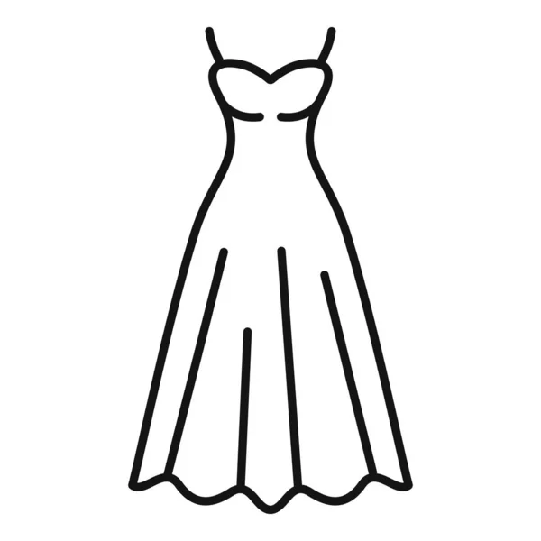 Vestido Noiva Ícone Contorno Vetor Casamento Boutique Glamour Chuveiro — Vetor de Stock