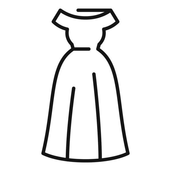Icono Vestido Novia Lujo Contorno Vector Velo Nupcial Mujer Ducha — Vector de stock