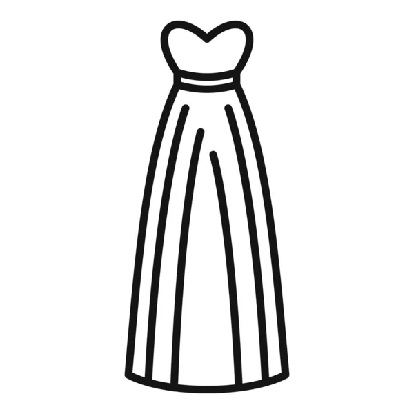Ženská Svatební Šaty Ikona Obrys Vektor Bílý Závoj Manželská Sprcha — Stockový vektor