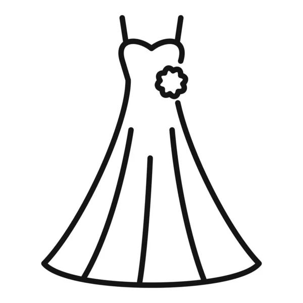 Świąteczna Ikona Sukni Ślubnej Zarys Wektor Małżeństwo Małżeńskie Spódnica — Wektor stockowy