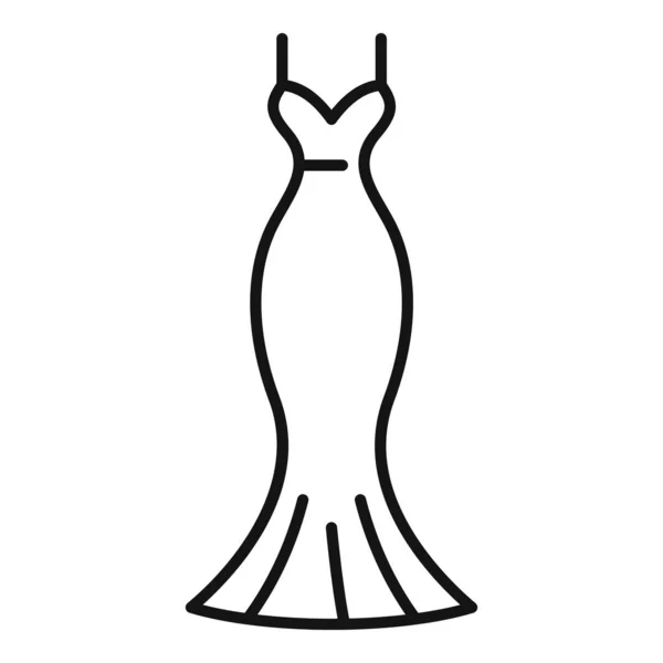 エレガントなウェディングドレスアイコンアウトラインベクトル 白いベールだ ブライダルアクセサリー — ストックベクタ
