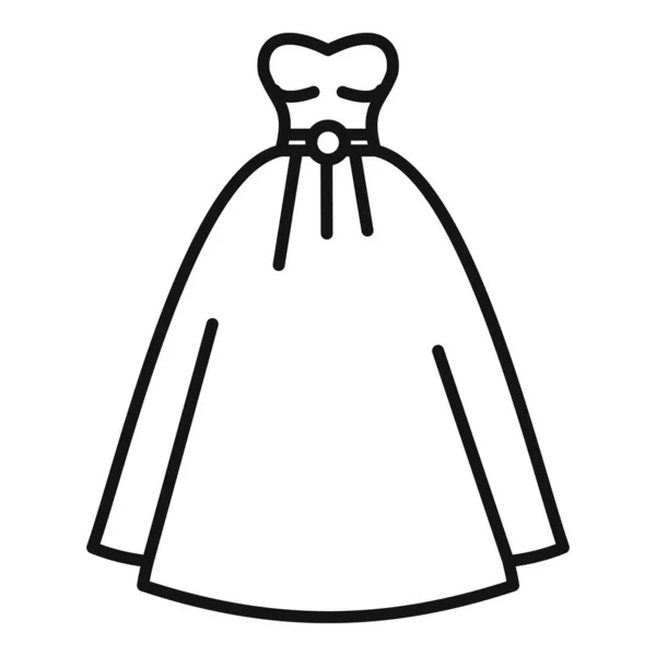 Biała Ikona Sukni Ślubnej Zarys Wektor Zasłona Ślubna Małżeństwo Kobiet — Wektor stockowy