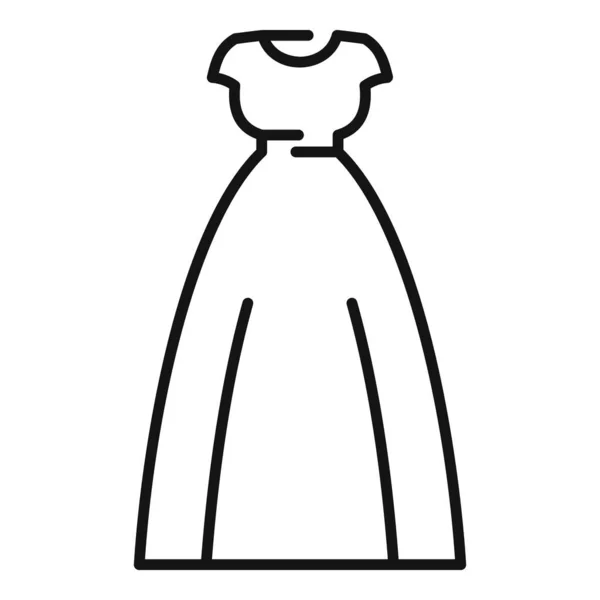 Vestido Noiva Vetor Contorno Ícone Decote Noiva Branca Mulher Chuveiro — Vetor de Stock