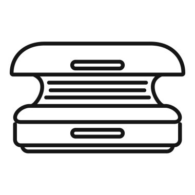 Yatay solaryum ikonu ana hat vektörü. Güneş kaplıcası. Vücut güneş ışığı