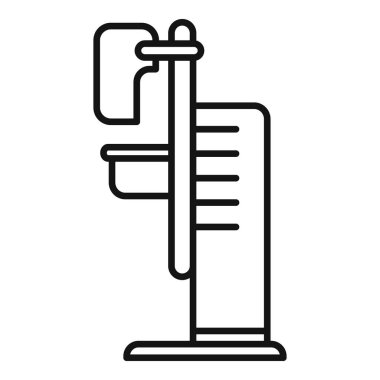 Mammografi makinesi ikonu ana hatları vektörü. Göğüs kanseri. Klinik sağlığı