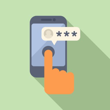 Telefon şifresi koruma ikonu düz vektör. Kişisel giriş kartı. Dizüstü bilgisayar ekranı