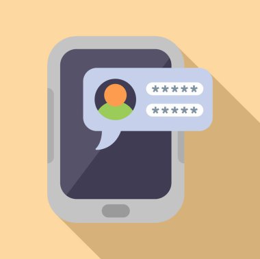 Tablet parola koruma simgesi düz vektör. Kişisel giriş kartı. Uygulama ekranı