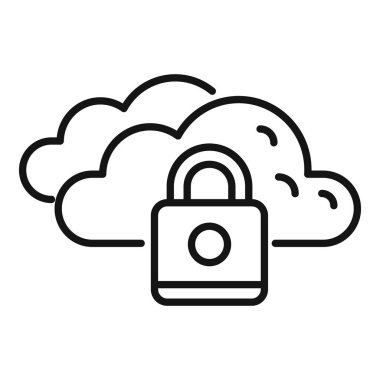 Bulut parola koruma ikonu ana hatları vektörü. Kişisel giriş kartı. Siber hesap