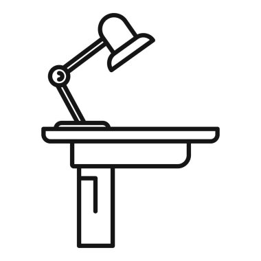 Masa lambası ikonu ana hat vektörü. Ofis otur. Çalışma bilgisayarı