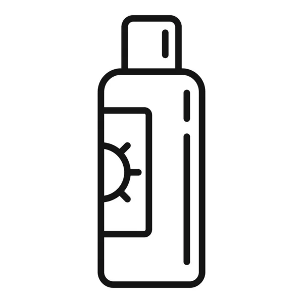 Pflege Sonnencreme Flasche Symbol Umrissvektor Kursonne Hautleib — Stockvektor