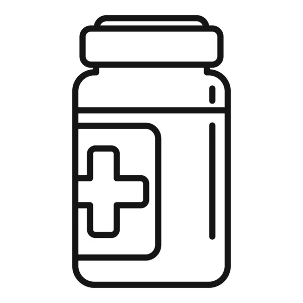 Medicinsk Flaska Ikon Kontur Vektor Bakterieläkemedel Piller — Stock vektor