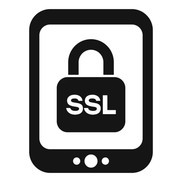 Ícone Certificado Ssl Tablet Vetor Simples Site Seguro Pagamento Cadeado — Vetor de Stock